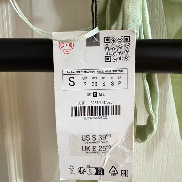 Zara Green Linen Crop Top - Picture 2 of 9